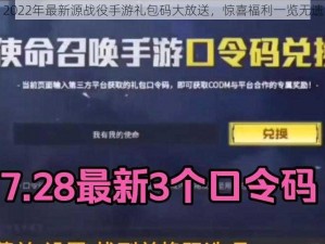 2022年最新源战役手游礼包码大放送，惊喜福利一览无遗