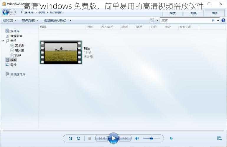 高清 windows 免费版，简单易用的高清视频播放软件