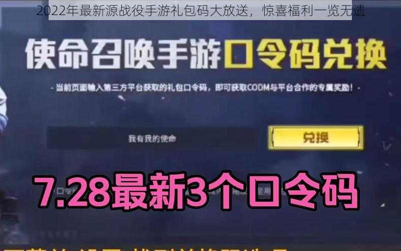 2022年最新源战役手游礼包码大放送，惊喜福利一览无遗