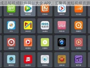 成品短视频软件网站大全 APP，汇聚各类短视频资源