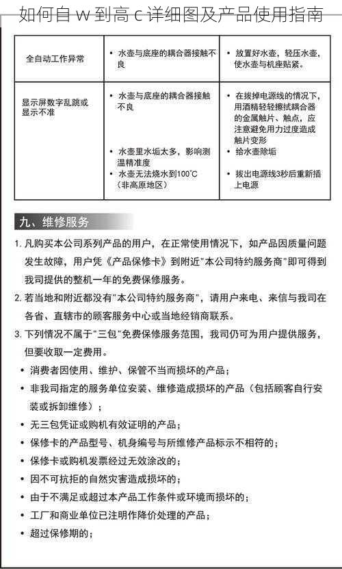 如何自 w 到高 c 详细图及产品使用指南