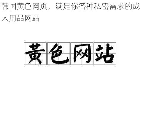 韩国黄色网页，满足你各种私密需求的成人用品网站