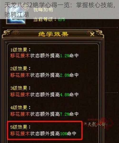 天龙八部2绝学心得一览：掌握核心技能，驰骋江湖