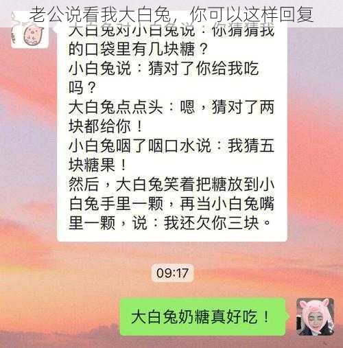 老公说看我大白兔，你可以这样回复