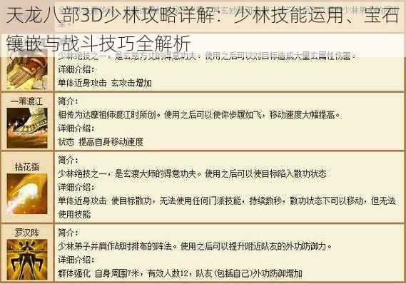 天龙八部3D少林攻略详解：少林技能运用、宝石镶嵌与战斗技巧全解析